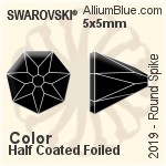 スワロフスキー ラウンド Spike ラインストーン (2019) 5x5mm - カラー（ハーフ　コーティング） 裏面プラチナフォイル