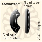 スワロフスキー Eclipse フラットバック ラインストーン (2037) 17mm - カラー（ハーフ　コーティング） 裏面にホイル無し