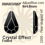 スワロフスキー Pear-shaped ラインストーン ホットフィックス (2300) 8x4.8mm - クリスタル 裏面アルミニウムフォイル