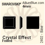 スワロフスキー Emerald カット ラインストーン (2602) 8x5.5mm - カラー 裏面プラチナフォイル