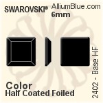 スワロフスキー Base ラインストーン ホットフィックス (2402) 4mm - カラー（ハーフ　コーティング） 裏面アルミニウムフォイル