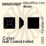 スワロフスキー Pyramid ラインストーン ホットフィックス (2403) 4mm - カラー 裏面アルミニウムフォイル
