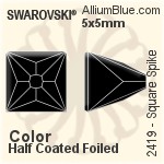スワロフスキー Square Spike ラインストーン (2419) 5x5mm - カラー（ハーフ　コーティング） 裏面プラチナフォイル
