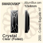 スワロフスキー Cosmic Baguette ラインストーン ホットフィックス (2555) 12x4mm - カラー 裏面アルミニウムフォイル