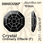 スワロフスキー Solaris ラインストーン ホットフィックス (2611) 10mm - クリスタル エフェクト 裏面アルミニウムフォイル