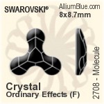 スワロフスキー Molecule ラインストーン (2708) 8x8.7mm - カラー 裏面プラチナフォイル