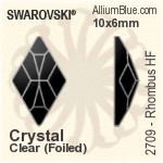 スワロフスキー Rhombus ラインストーン ホットフィックス (2709) 10x6mm - クリスタル 裏面アルミニウムフォイル