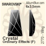 スワロフスキー Wing フラットバック ラインストーン (2770) 16x9.5mm - クリスタル （オーディナリー　エフェクト） プラチナフォイル
