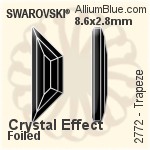 スワロフスキー Trapeze ラインストーン (2772) 12.9x4.2mm - クリスタル 裏面プラチナフォイル