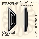 スワロフスキー Trapeze ラインストーン ホットフィックス (2772) 8.6x2.8mm - クリスタル エフェクト 裏面アルミニウムフォイル
