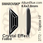 スワロフスキー Trapeze ラインストーン ホットフィックス (2772) 8.6x2.8mm - クリスタル エフェクト 裏面アルミニウムフォイル