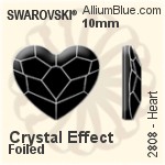 スワロフスキー Heart ラインストーン (2808) 10mm - クリスタル 裏面プラチナフォイル