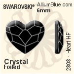 スワロフスキー Heart ラインストーン ホットフィックス (2808) 6mm - クリスタル エフェクト 裏面アルミニウムフォイル