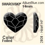 スワロフスキー Heart ラインストーン ホットフィックス (2808) 14mm - カラー 裏面アルミニウムフォイル