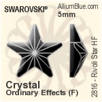 スワロフスキー リボリ Star ラインストーン ホットフィックス (2816) 5mm - クリスタル 裏面アルミニウムフォイル