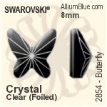 スワロフスキー Butterfly ラインストーン (2854) 12mm - カラー 裏面プラチナフォイル