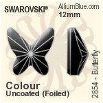 スワロフスキー Butterfly ラインストーン (2854) 12mm - カラー 裏面プラチナフォイル