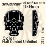 スワロフスキー Skull ラインストーン (2856) 18x14mm - カラー（ハーフ　コーティング） 裏面にホイル無し