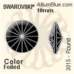 スワロフスキー Round ボタン (3015) 10mm - カラー（コーティングなし） アルミニウムフォイル
