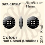 スワロフスキー リボリ ボタン (3018) 18mm - カラー（ハーフ　コーティング） 裏面にホイル無し