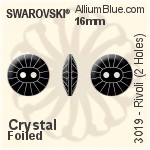 スワロフスキー リボリ (2 Holes) ボタン (3019) 12mm - クリスタル 裏面プラチナフォイル