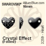 スワロフスキー Heart ソーオンストーン (3259) 16mm - クリスタル エフェクト 裏面プラチナフォイル