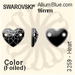 スワロフスキー Heart ソーオンストーン (3259) 16mm - カラー 裏面にホイル無し