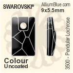 スワロフスキー Pendular Lochrose ソーオンストーン (3500) 17x9.5mm - カラー（コーティングなし） 裏面にホイル無し