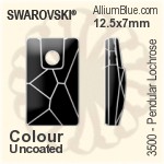 スワロフスキー Pendular Lochrose ソーオンストーン (3500) 17x9.5mm - カラー（コーティングなし） プラチナフォイル