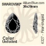 スワロフスキー Pear-shaped ファンシーストーン (4327) 30x20mm - カラー 裏面プラチナフォイル