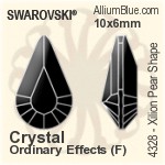 スワロフスキー XILION Pear Shape ファンシーストーン (4328) 10x6mm - クリスタル エフェクト 裏面プラチナフォイル