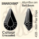 スワロフスキー XILION Pear Shape ファンシーストーン (4328) 6x3.6mm - カラー 裏面プラチナフォイル