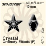 スワロフスキー Heart ラインストーン ホットフィックス (2808) 10mm - カラー 裏面アルミニウムフォイル