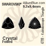 スワロフスキー Kaleidoscope Triangle ファンシーストーン (4799) 6x6.1mm - カラー 裏面プラチナフォイル