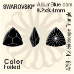 スワロフスキー Kaleidoscope Triangle ファンシーストーン (4799) 9.2x9.4mm - クリスタル 裏面プラチナフォイル