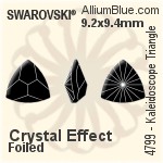 スワロフスキー Kaleidoscope Triangle ファンシーストーン (4799) 9.2x9.4mm - クリスタル エフェクト 裏面プラチナフォイル