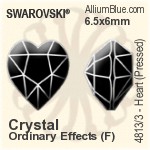 スワロフスキー Heart (Pressed) ファンシーストーン (4813/3) 6.5x6mm - カラー（コーティングなし） 裏面にホイル無し