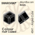 スワロフスキー Angled Cube ファンシーストーン (4841) 4mm - カラー（ハーフ　コーティング） 裏面にホイル無し