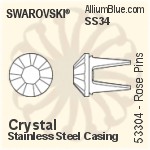 スワロフスキー Rose Pin (53302), ステンレススチールケーシング, SS16ストーン付き - カラー