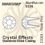 スワロフスキー Rose Pin (53304), ステンレススチールケーシング, SS34ストーン付き - カラーエフェクト