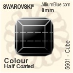 スワロフスキー Cube ビーズ (5601) 8mm - カラー（ハーフ　コーティング）