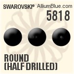 5818 - 片穴・パール Round (Half Drilled)