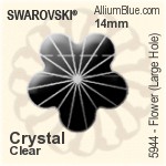 スワロフスキー Flower (Large Hole) ビーズ (5944) 14mm - カラー（コーティングなし）