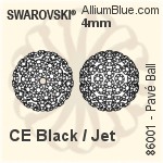 スワロフスキー Pavé Ball (86001) 4mm - CE Silver / 黒 Diamond