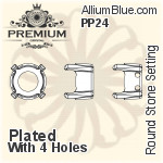 PREMIUM Round フラットバック Cross-Groove 石座, (PM2000/S), 縫い付けクロス溝付き, SS10 (2.8mm), メッキあり 真鍮