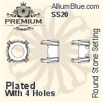 PREMIUM Round Stone Setting (PM1100/S), With Sew-on Holes, SS20 (4.6 - 4.8mm), Plated Brass