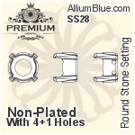PREMIUM Round Stone Setting (PM1100/S), With Sew-on Holes, SS28 (5.9 - 6.1mm), Unplated Brass