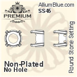 PREMIUM Round Stone Setting (PM1100/S), No Hole, SS45 (9.8 - 10.2mm), Unplated Brass