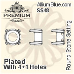 PREMIUM Square 石座, (PM4400/S), 縫い穴付き, 8mm, メッキあり 真鍮