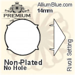 PREMIUM Rivoli 石座, (PM1122/S), 縫い穴なし, 16mm, メッキなし 真鍮
